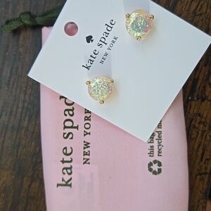 Kate spade round gold ish glitter earrings